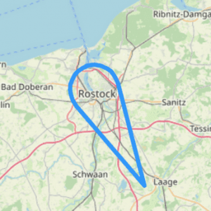 Hubschrauber Route A über den Dächern von Rostock