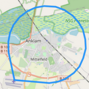Route A über den Dächern von Anklam