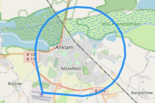 Route A über den Dächern von Anklam