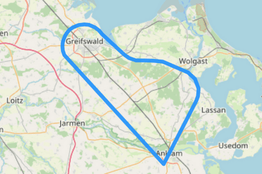 Route C über den Dächern von Greifswald