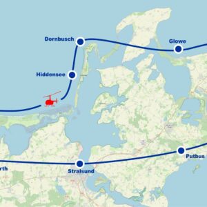 Hubschrauber Rundflug D Hiddensee Rügen Dornbusch Glowe Kreideküste Kreidefelsen Königsstuhl Sassnitz Prora Binz Putbus Stralsund ab Flughafen Barth