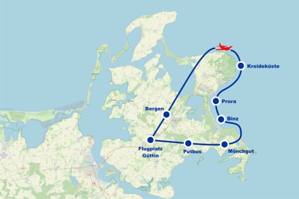 Rundflug 4 Bergen Kreideküste Prora Binz ab Flugplatz Güttin Rügen