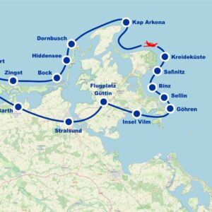 Rundflug 8 Stralsund Darßer Ort Barth Zingst Fischland Hiddensee Kap Arkona Kreideküste Sassnitz Sellin Göhren Greifswalder Insel Vilm Binz ab Flugplatz Güttin Rügen