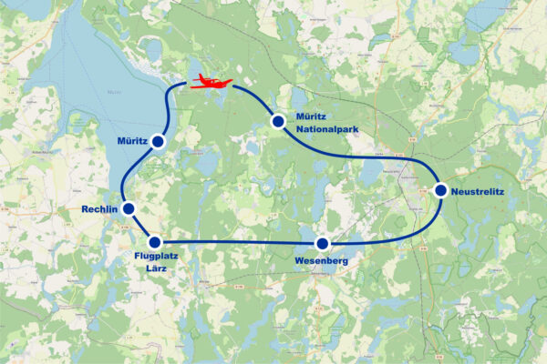 Rundflug B Rechlin Müritz Nationalpark Wesenberg Neustrelitz ab Flugplatz Müritz Airpark Lärz