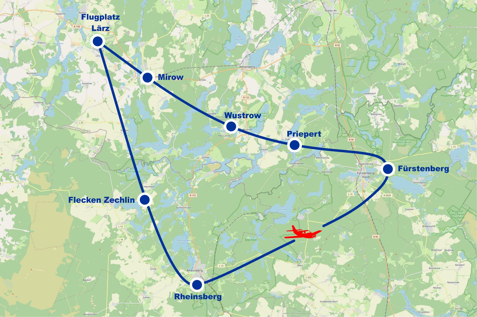 Rundflug D Mecklenburgische Seenplatte Flecken Zechlin Rheinsberg Fürstenberg Priepert Mirow ab Flugplatz Müritz Airpark Lärz