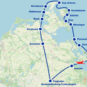 Rundflug G Rügen Usedom Stralsund Bock Hiddensee Dornbusch Kap Arkona Kreideküste Möchgut Peenemünde Zinnowitz Heringsdorf ab Flughafen Neubrandenburg Trollenhagen